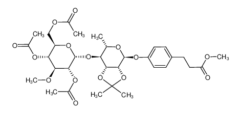 p-(2-methoxycarbonylethyl)phenyl 2,3-O-isopropylidene-4-O-(2,4,6-tri-O-acetyl-3-O-methyl-α-D-glucopyranosyl)-α-L-rhamnopyranoside CAS:99694-49-2 manufacturer & supplier