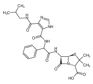 (2S,5R,6R)-3,3-dimethyl-6((R)-2-(4(5)-isobutylaminocarbonylimidazole-5(4)-carboxamido)-2-phenylacetamido)-7-oxo-4-thia-1-azabicyclo(3,2,0)-heptane-2-carboxylic acid CAS:99822-03-4 manufacturer & supplier